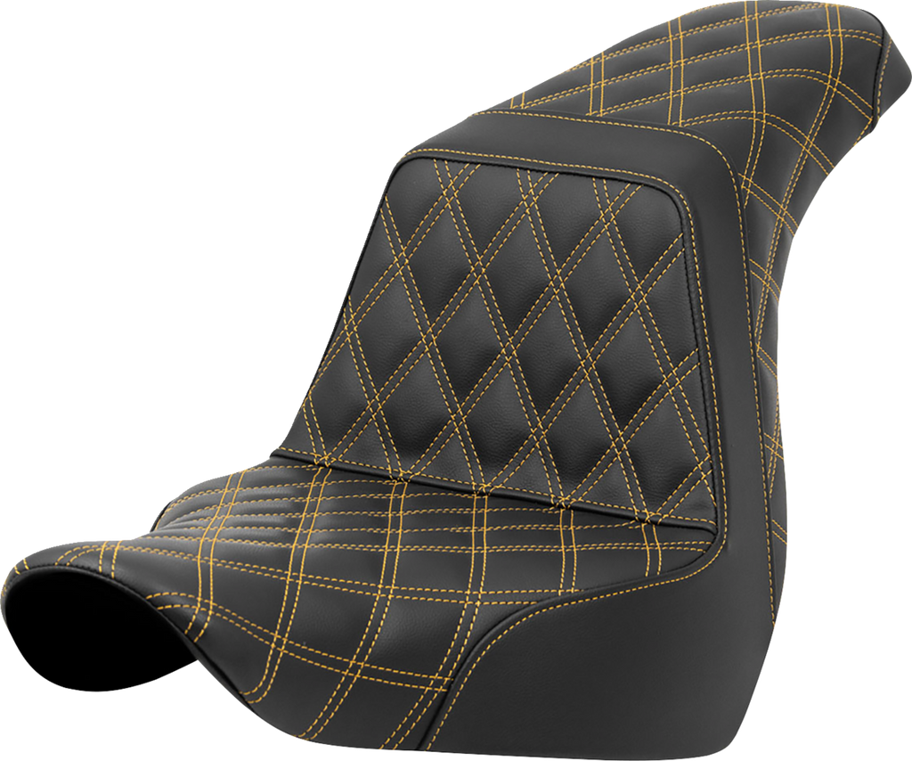 SADDLEMEN Step-Up Seat - Full Lattice Stitch - Gold Stitch - FXLR/FLSB '18-'21 818-29-17507 — image 1