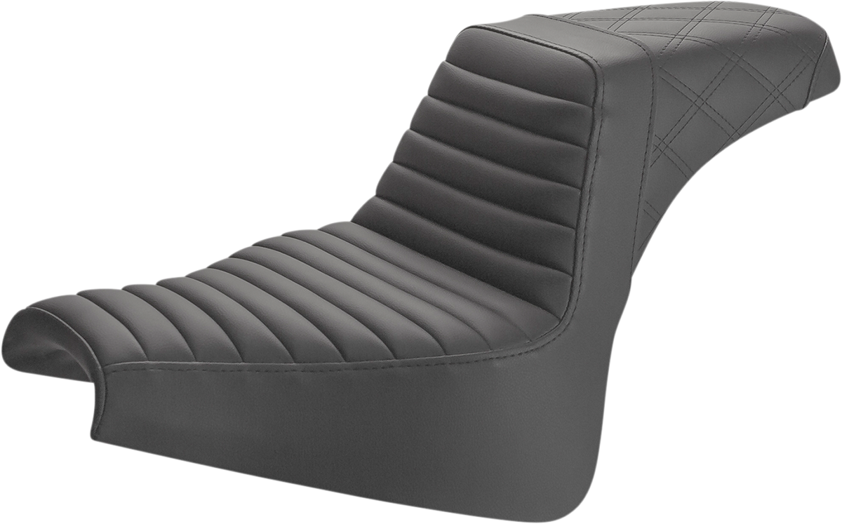 SADDLEMEN Step-Up Seat - Front Tuck-n-Roll/Rear Lattice Stitch - Black 818-29-176 — image 1
