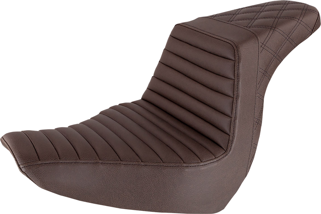 SADDLEMEN Step-Up Seat - Front Tuck-n-Roll/Rear Lattice Stitch - Brown 818-29-176BR — image 1