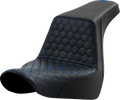 SADDLEMEN Step-Up Seat - Honeycomb - Blue Stitching - FL/FX '18-'24 818-29-17701 — image 1
