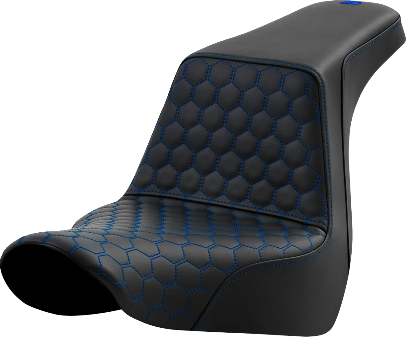 SADDLEMEN Step-Up Seat - Honeycomb - Blue Stitching - FL/FX '18-'24 818-29-17701 — image 1