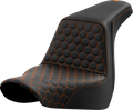 SADDLEMEN Step-Up Seat - Honeycomb - Orange Stitching - FL/FX '18-'24 818-29-17703 — image 1