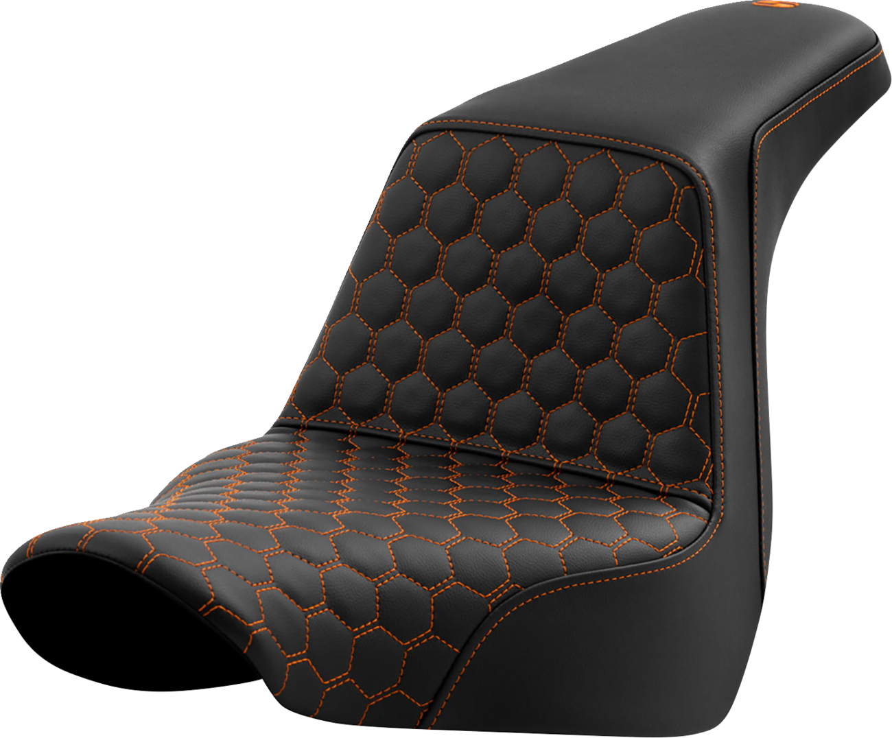 SADDLEMEN Step-Up Seat - Honeycomb - Orange Stitching - FL/FX '18-'24 818-29-17703 — image 1