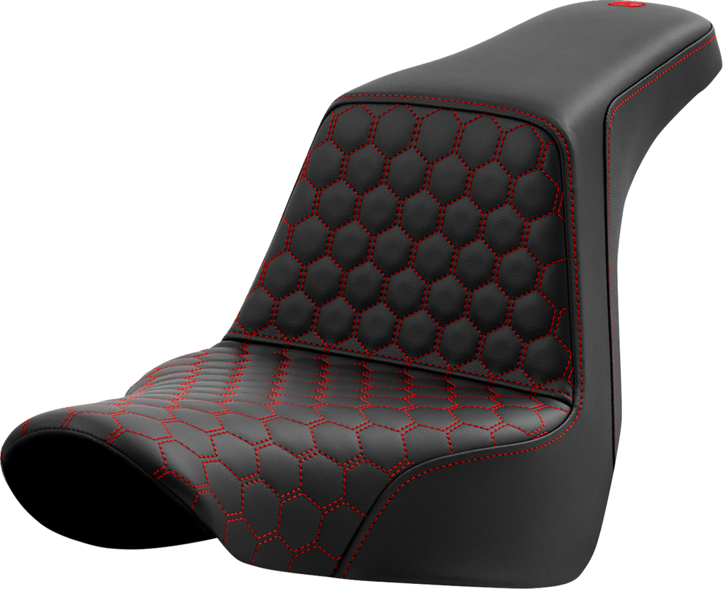 SADDLEMEN Step-Up Seat - Honeycomb - Red Stitching - FL/FX '18-'24 818-29-17704 — image 1