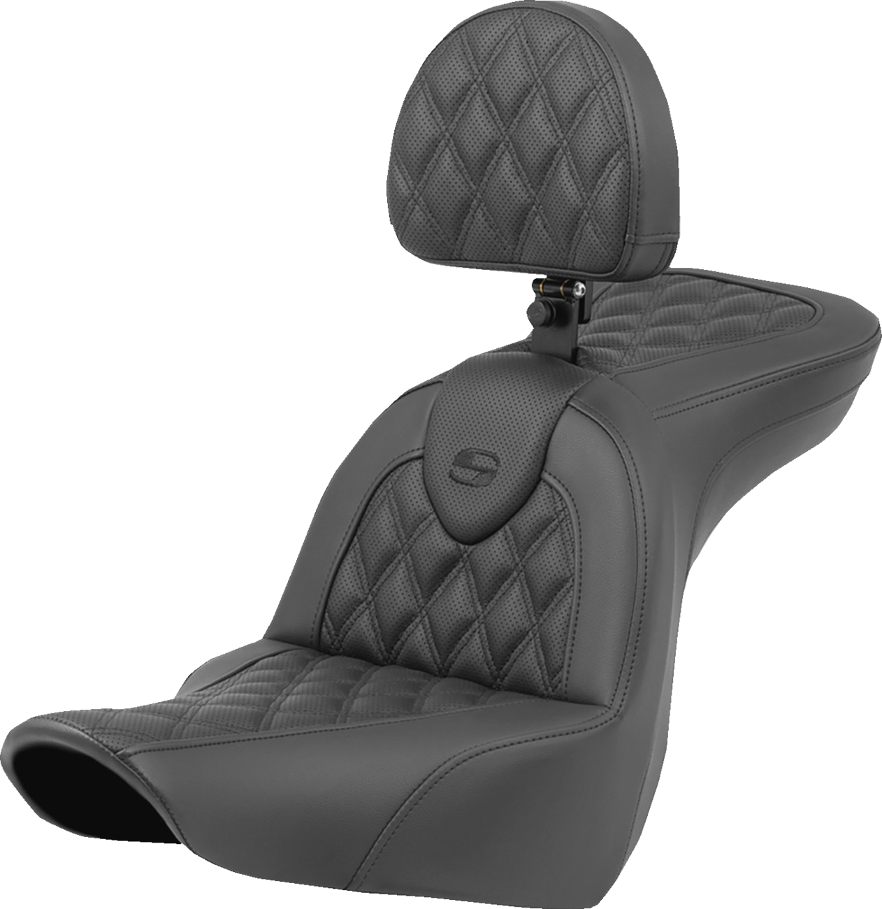 SADDLEMEN Roadsofa™ Seat - Lattice Stitch - with Backrest - FXLR/FLSB '18-'23 818-29-182BR — image 1