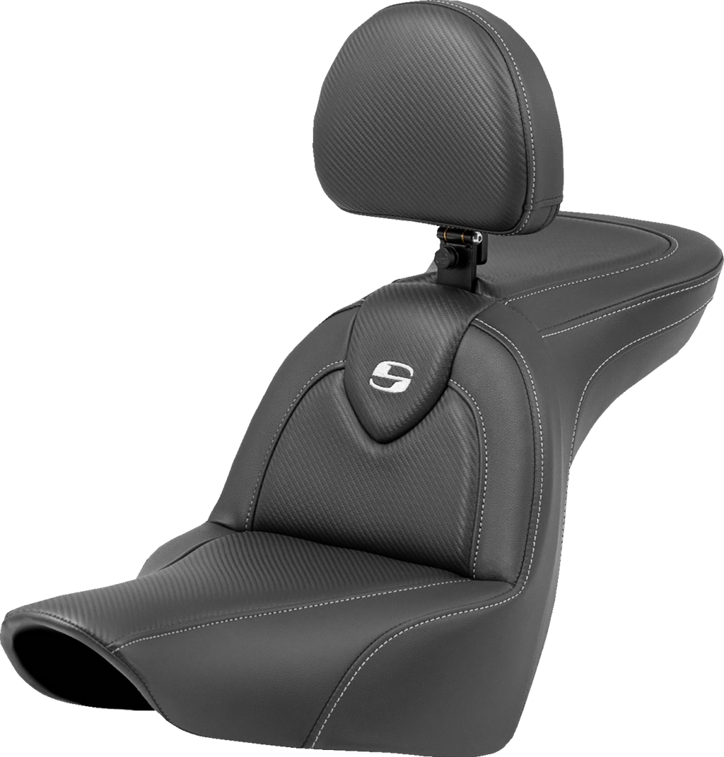 SADDLEMEN Roadsofa™ Seat - Carbon Fiber - with Backrest - FXLR/FLSB '18-'25 818-29-185BR — image 1