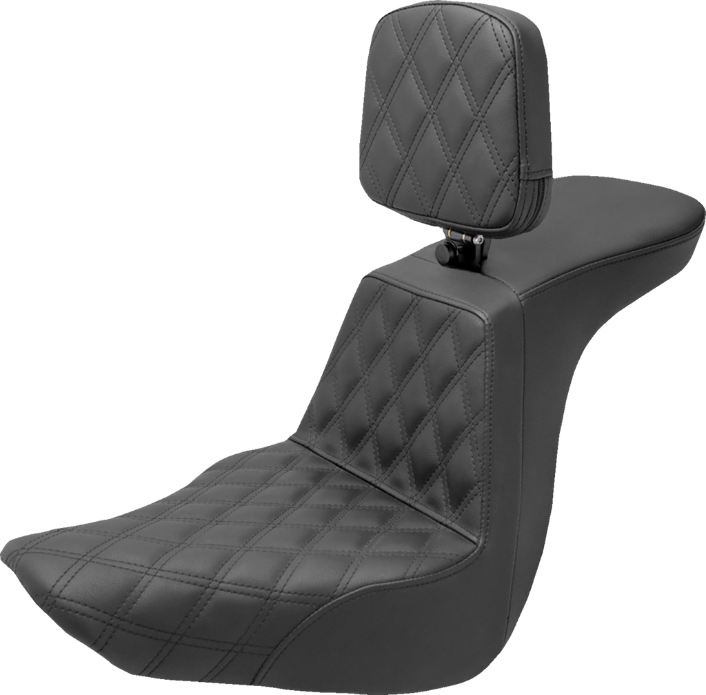 SADDLEMEN Tour Step-Up Seat - Rider Backrest - Front Lattice Stitch - FLSB/FXLR '18-'24 818-29-192BR — image 1