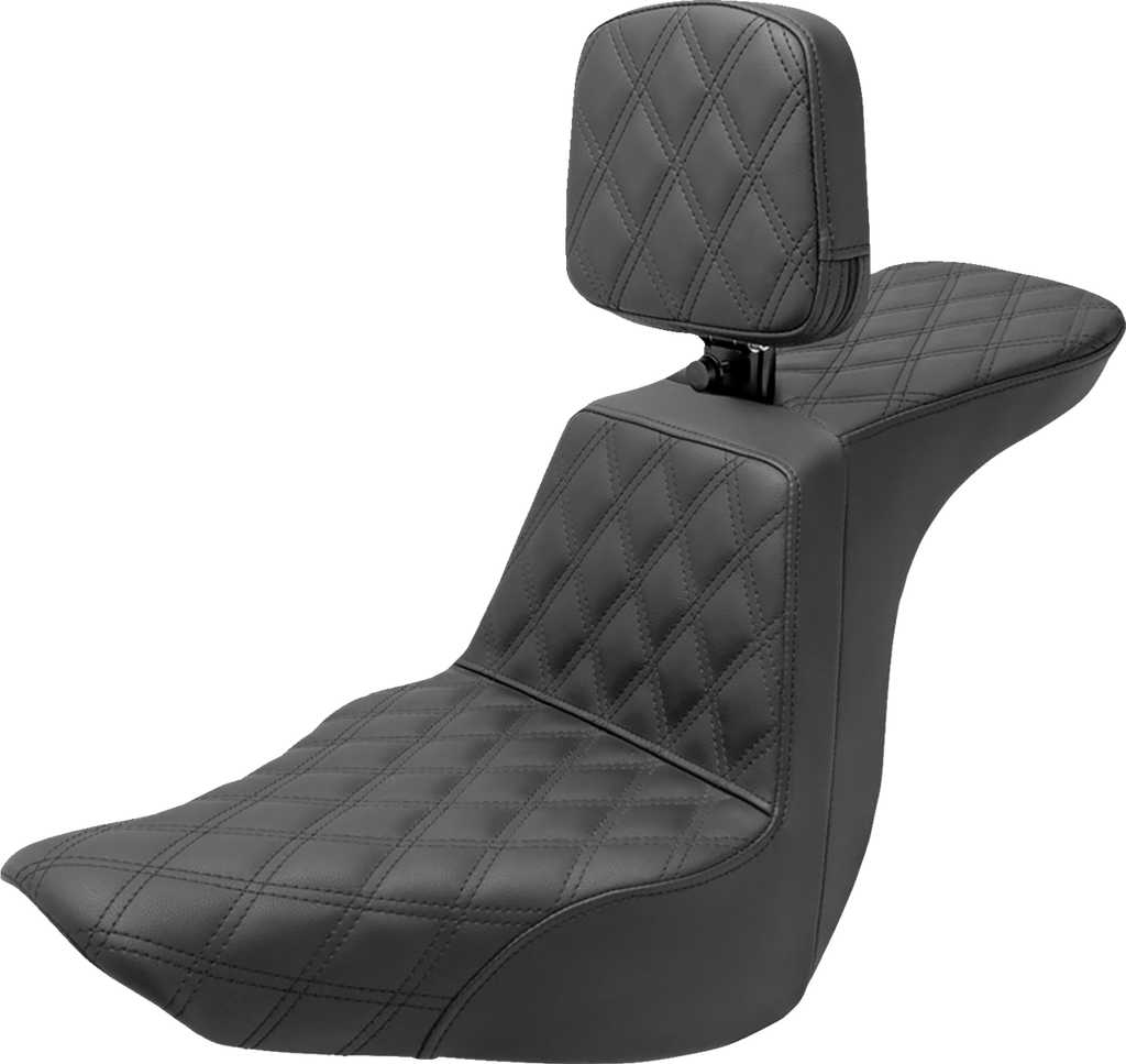 SADDLEMEN Tour Step-Up Seat - Rider Backrest - Full Latice Stitch - FLSB/FXLR '18-'24 818-29-195BR — image 1