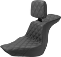 SADDLEMEN Tour Step-Up Seat - Rider Backrest - Full Latice Stitch - FLSB/FXLR '18-'24 818-29-195BR — image 1