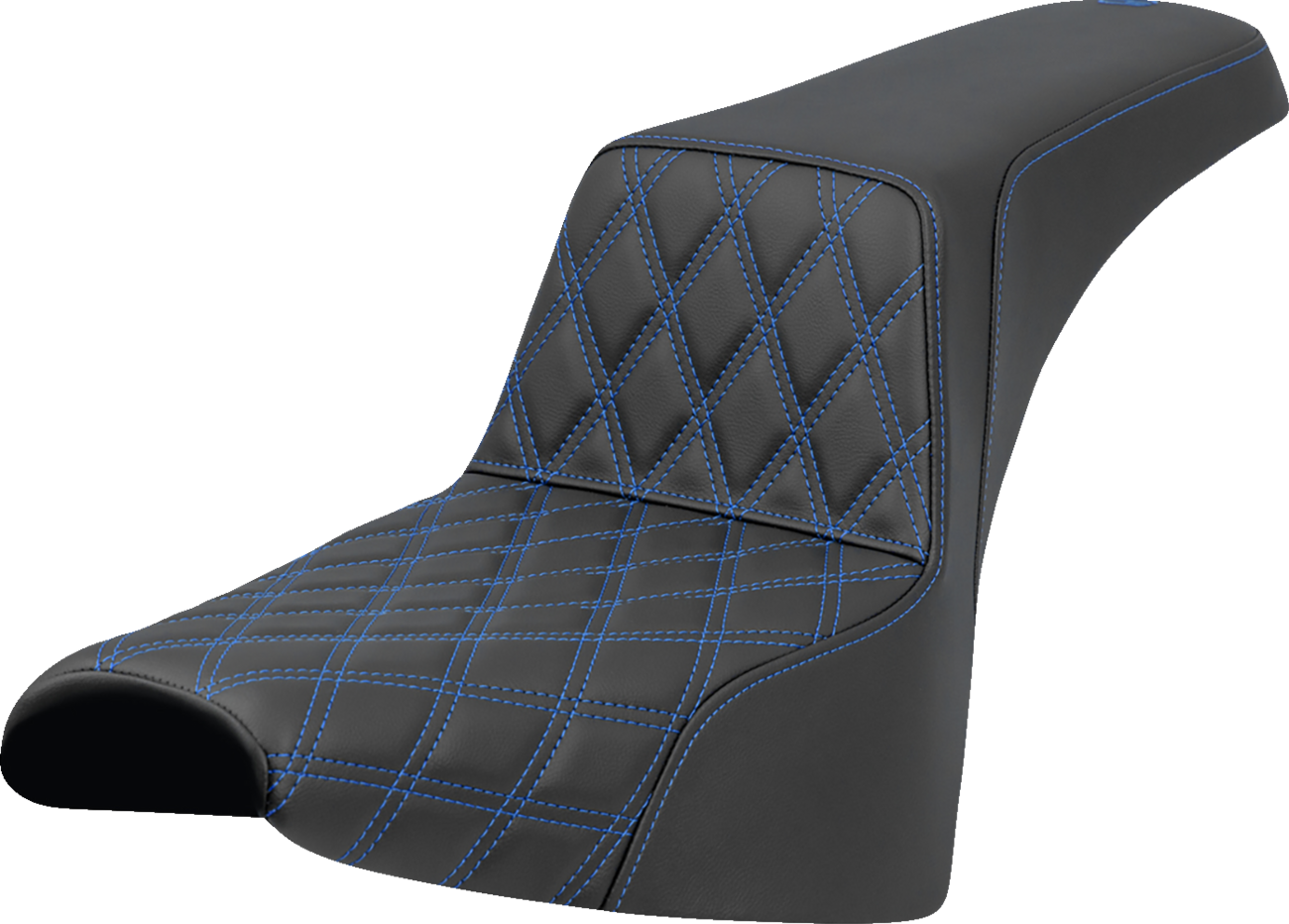 SADDLEMEN Step-Up Seat - Front Lattice Stitch - Blue Stitch - FXST/FXBB '18-'25 818-30-17201 — image 1