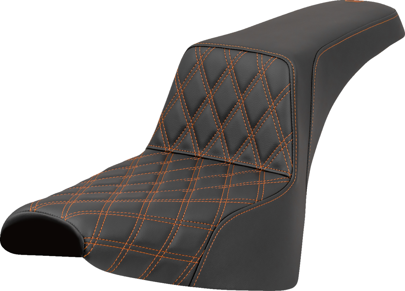 SADDLEMEN Step-Up Seat - Front Lattice Stitch - Orange Stitch - FXST/FXBB '18-'25 818-30-17203 — image 1