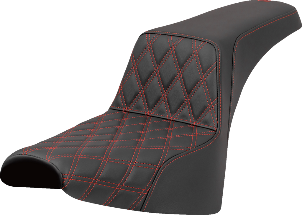 SADDLEMEN Step-Up Seat - Front Lattice Stitch - Red Stitch - FXST/FXBB '18-'25 818-30-17204 — image 1
