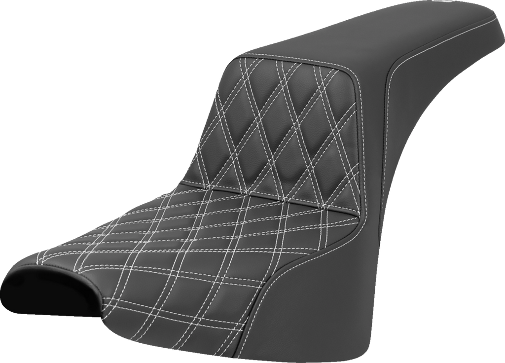 SADDLEMEN Step-Up Seat - Front Lattice Stitch - White Stitch - FXST/FXBB '18-'25 818-30-17206 — image 1