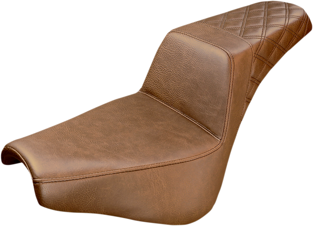 SADDLEMEN Step-Up Seat - Rear Lattice Stitch - Brown - FX '18-'24 818-30-173BR — image 1