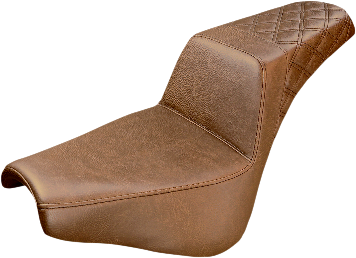 SADDLEMEN Step-Up Seat - Rear Lattice Stitch - Brown - FX '18-'24 818-30-173BR — image 1