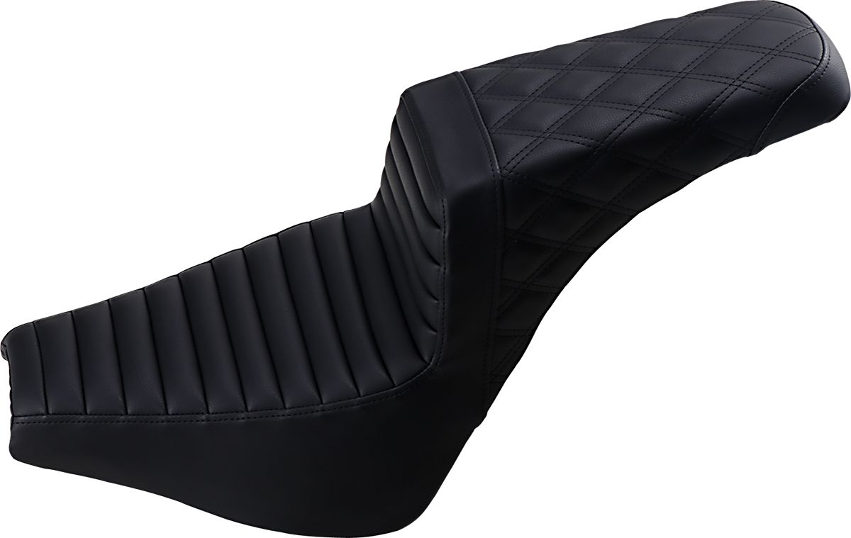 SADDLEMEN Step-Up Seat - Front Tuck-n-Roll/Rear Lattice Stitch - Black 818-30-176 — image 1