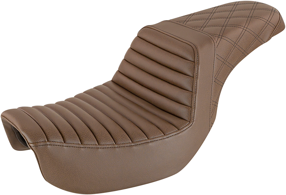 SADDLEMEN Step-Up Seat - Front Tuck-n-Roll/Rear Lattice Stitch - Brown 818-30-176BR — image 1