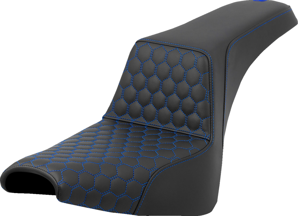 SADDLEMEN Step-Up Seat - Honeycomb - Blue Stitching - FXBB/FXST '18-'24 818-30-17701 — image 1
