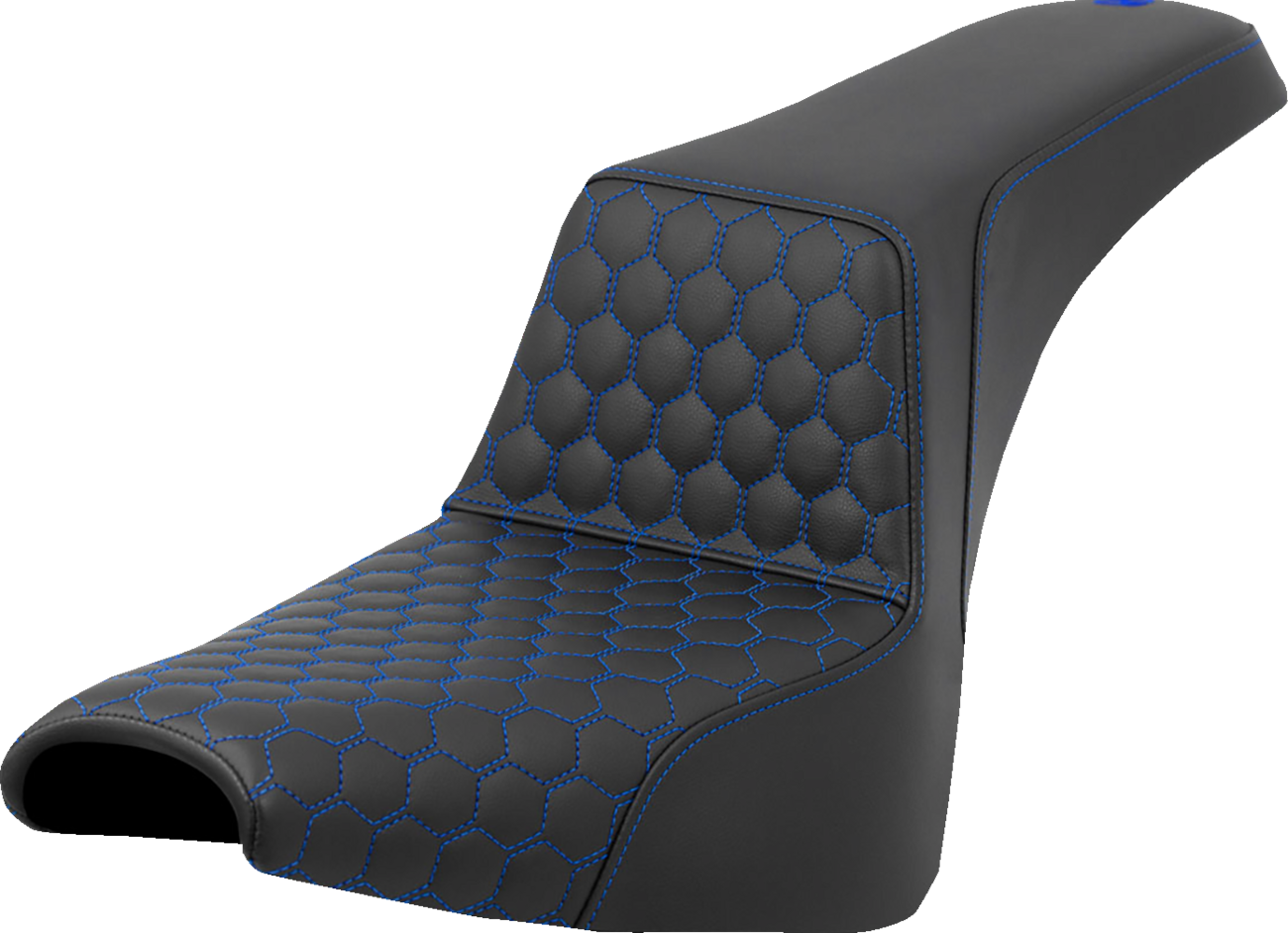 SADDLEMEN Step-Up Seat - Honeycomb - Blue Stitching - FXBB/FXST '18-'24 818-30-17701 — image 1