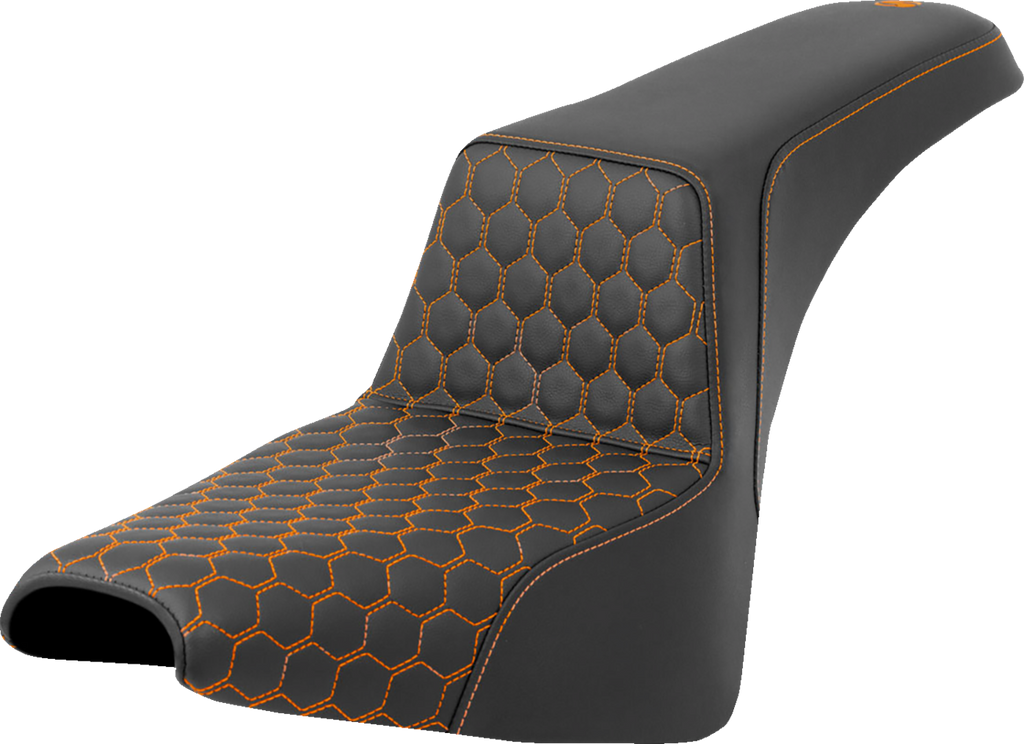 SADDLEMEN Step-Up Seat - Honeycomb - Orange Stitching - FXBB/FXST '18-'24 818-30-17703 — image 1