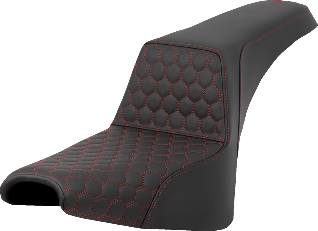 SADDLEMEN Step-Up Seat - Honeycomb - Red Stitching - FXBB/FXST '18-'24 818-30-17704 — image 1