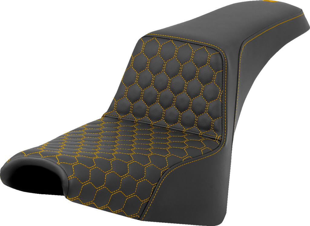 SADDLEMEN Step-Up Seat - Honeycomb - Gold Stitching - FXBB/FXST '18-'24 818-30-17707 — image 1