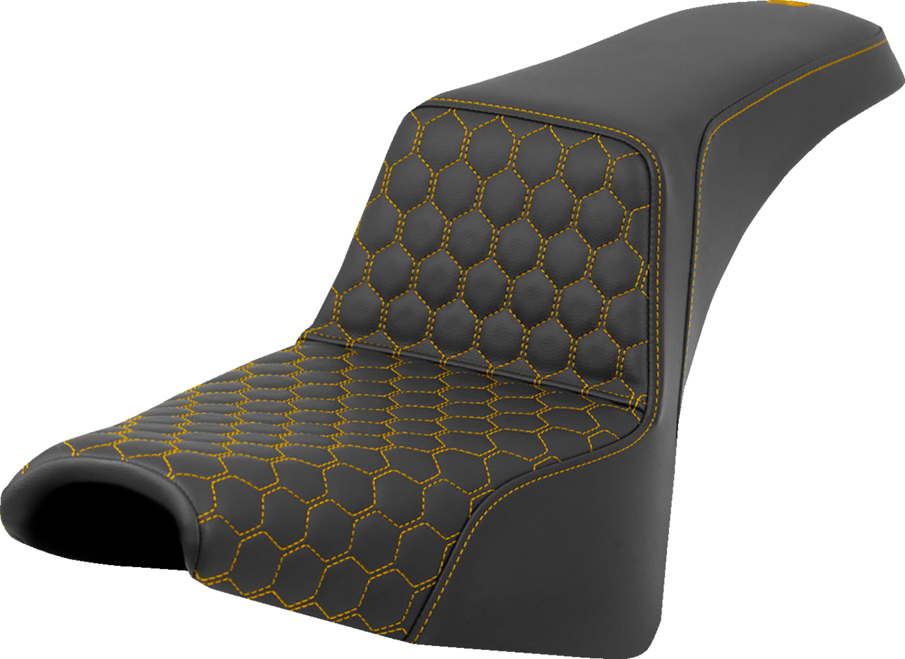 SADDLEMEN Step-Up Seat - Honeycomb - Gold Stitching - FXBB/FXST '18-'24 818-30-17707 — image 1