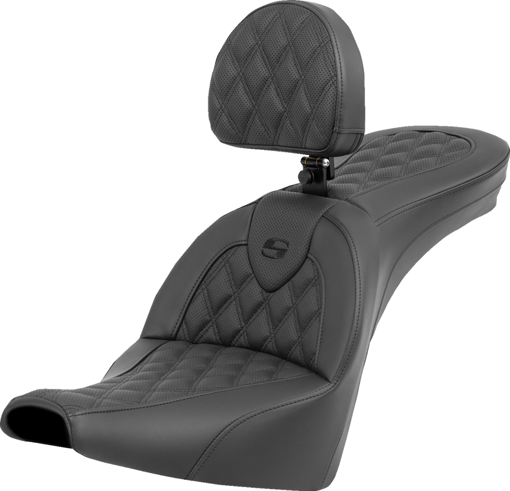 SADDLEMEN Roadsofa™ Seat - Lattice Stitch - with Backrest - FXBB/FXST '18-'24 818-30-182BR — image 1
