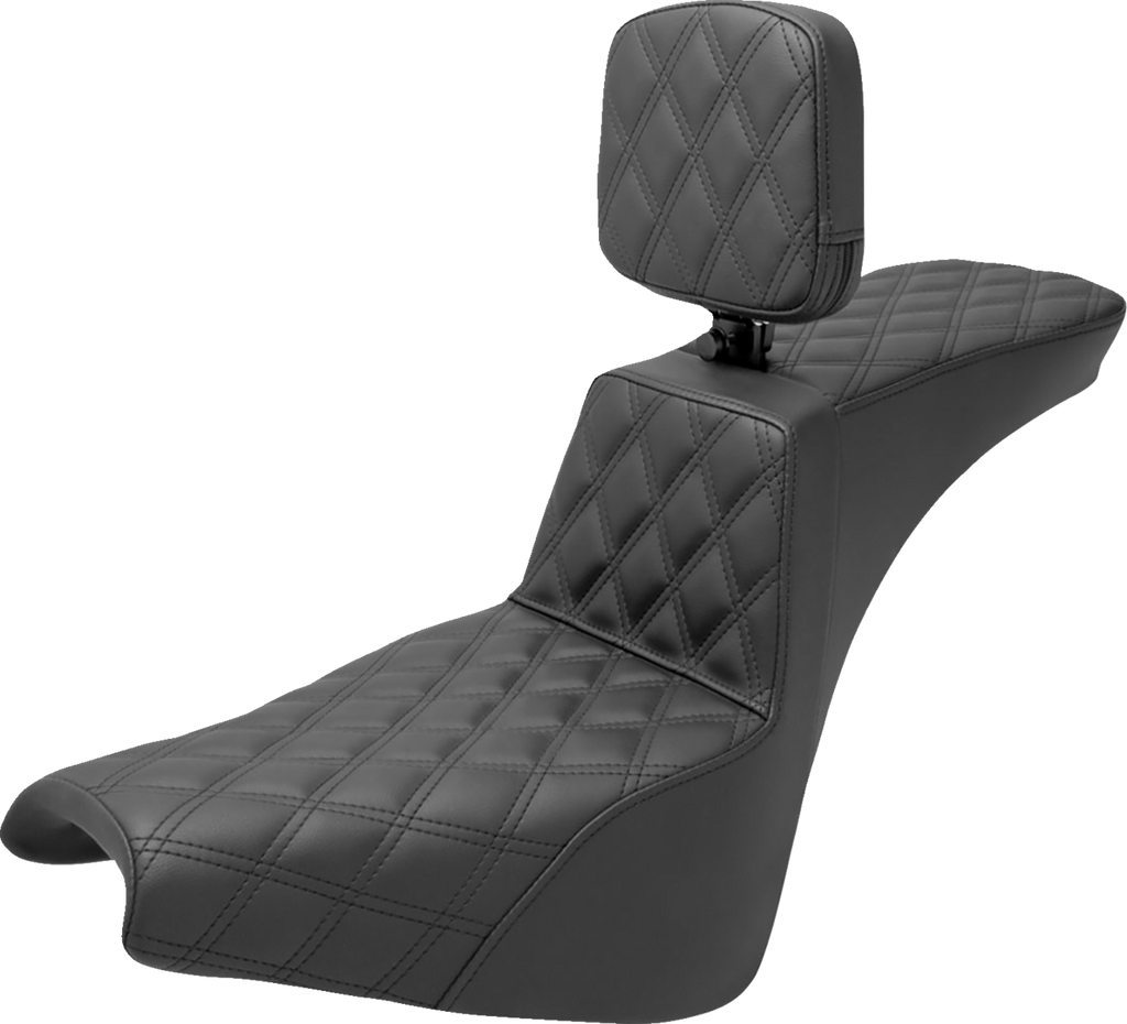 SADDLEMEN Tour Step-Up Seat - Rider Backrest - Full Lattice Stitch - FXBB/FXST '18-'25 818-30-195BR — image 1