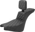 SADDLEMEN Tour Step-Up Seat - Rider Backrest - Full Lattice Stitch - FXBB/FXST '18-'25 818-30-195BR — image 1