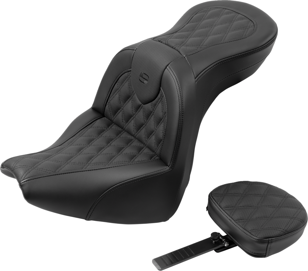 SADDLEMEN Roadsofa™ Seat - with Backrest - Lattice Stitch - FXBR/S '18-'20 818-31-182BR — image 1