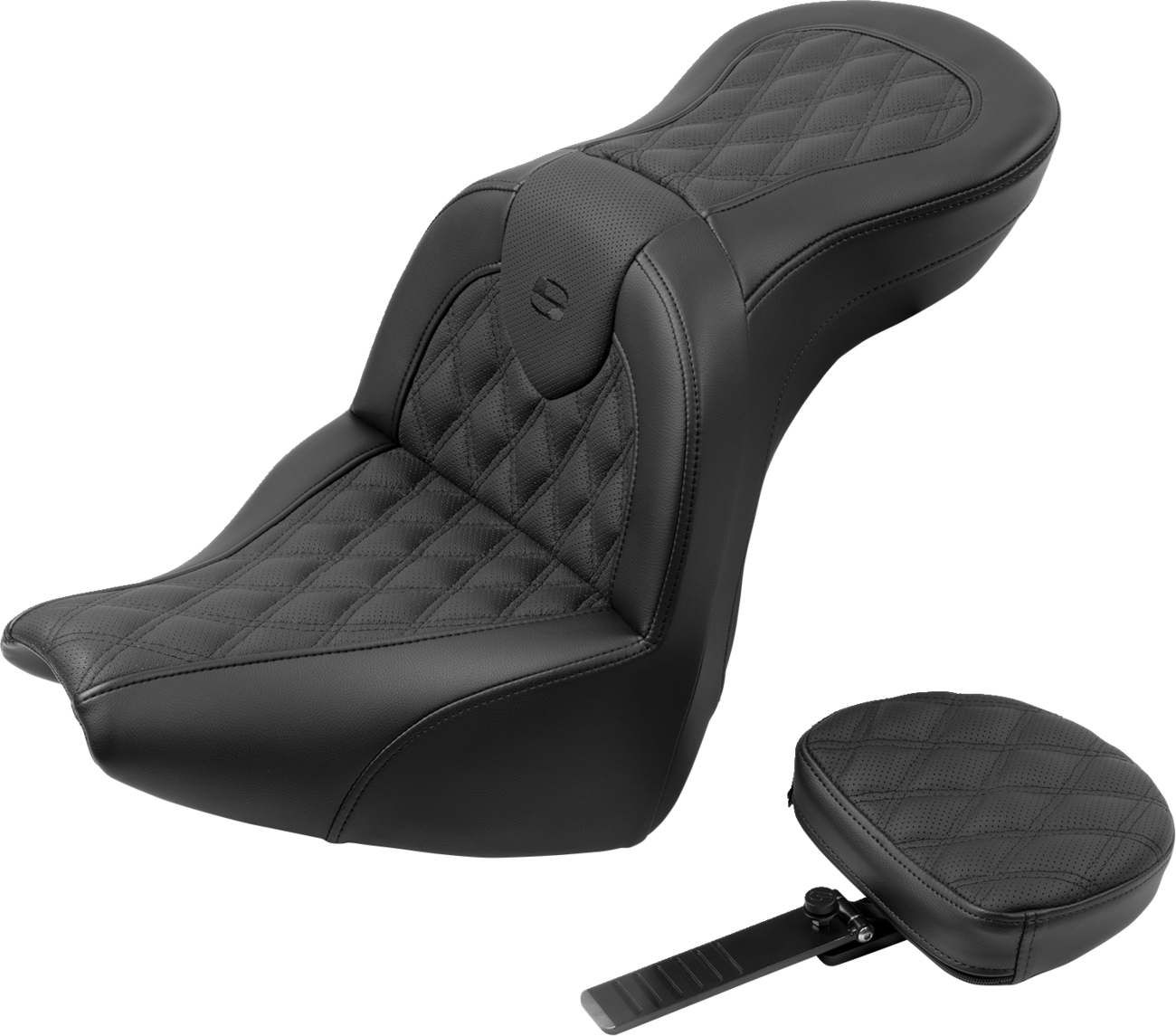 SADDLEMEN Roadsofa™ Seat - with Backrest - Lattice Stitch - FXBR/S '18-'20 818-31-182BR — image 1