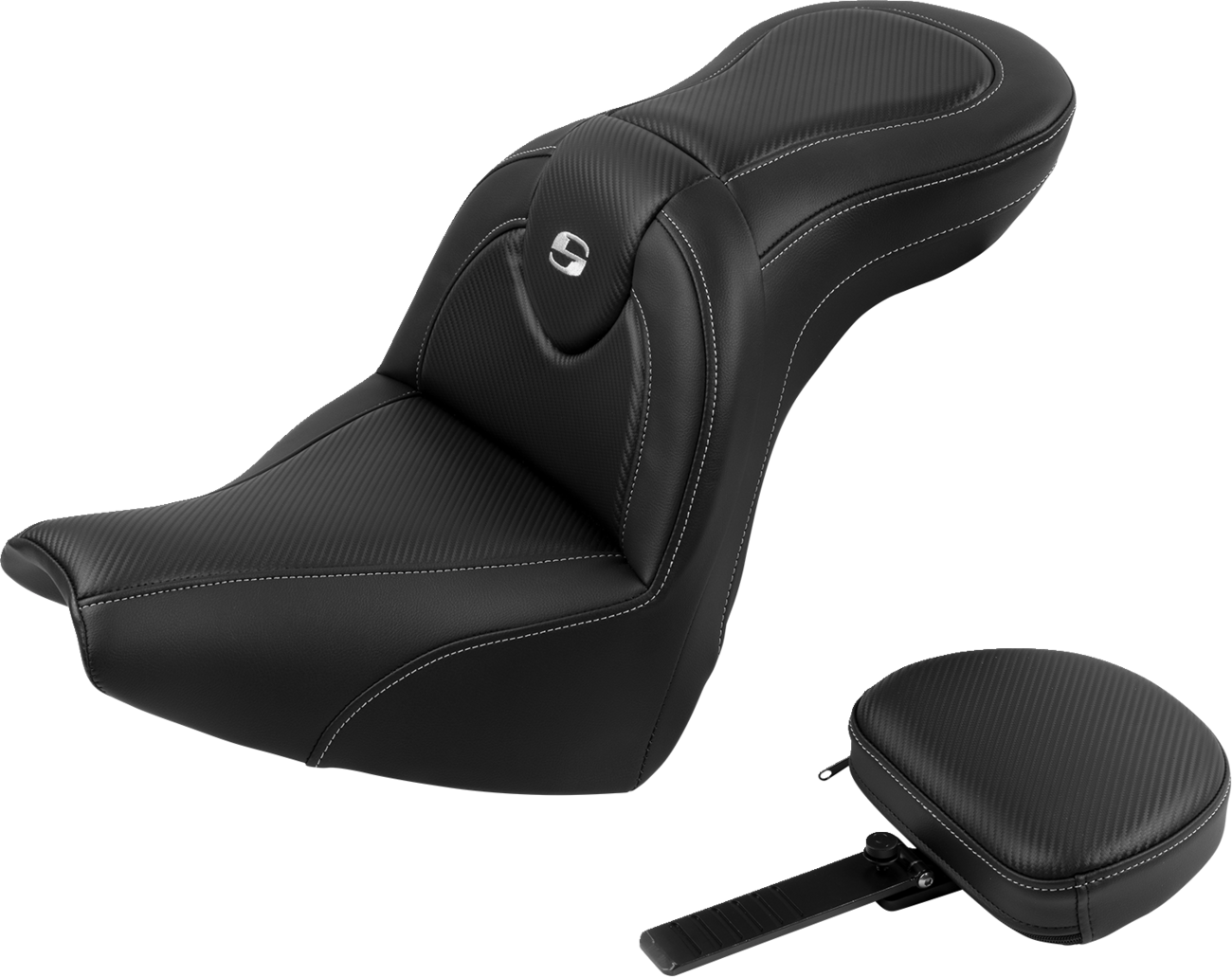 SADDLEMEN Roadsofa™ Seat - with Backrest - Carbon Fiber - FXBR/S '18-'20 818-31-185BR — image 1