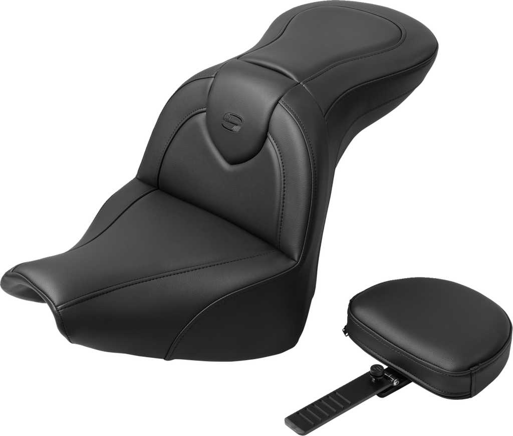 SADDLEMEN RoadSofa™ Seat - with Backrest - Black Stitch - FXBR/S '18-'20 818-31-187BR — image 1