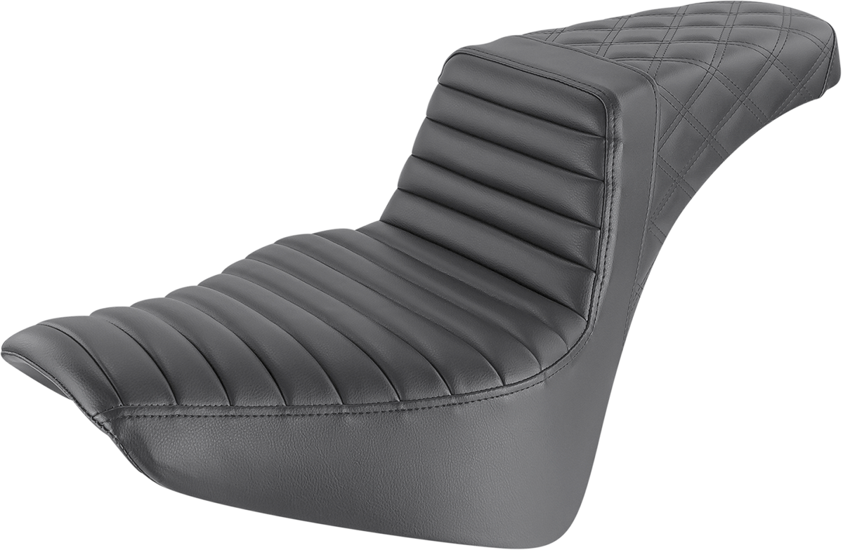 SADDLEMEN Step-Up Seat - Front Tuck-n-Roll/Rear Lattice Stitch - Black 818-33-176 — image 1