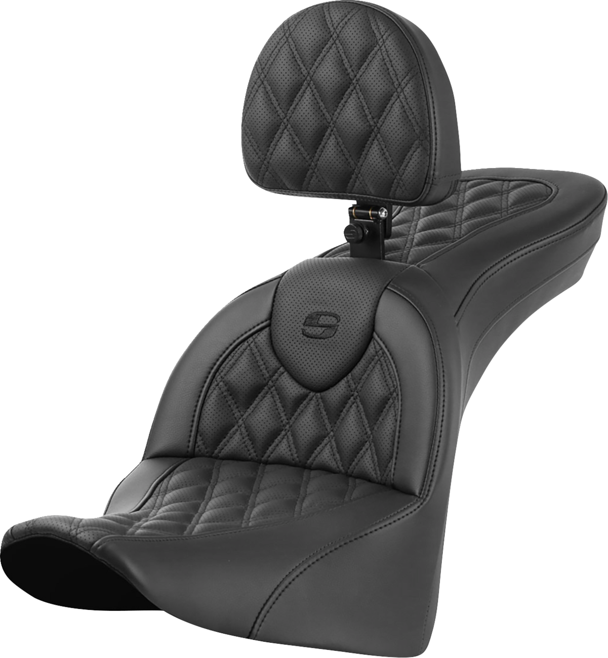 SADDLEMEN Roadsofa™ Seat - with Backrest - Lattice Stitch - FL '18-'24 818-33-182BR — image 1