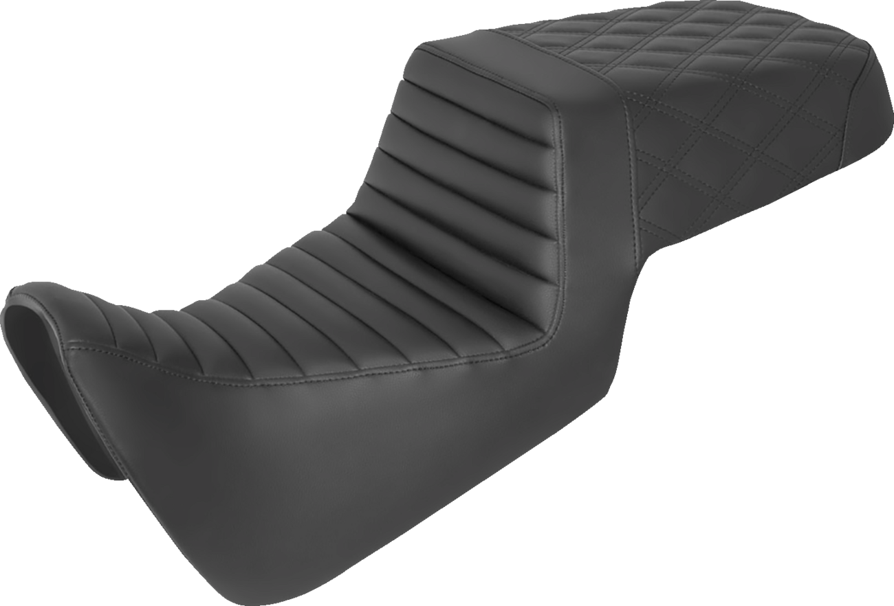 SADDLEMEN Step-Up Seat - Front Tuck-n-Roll/Rear Lattice Stitch - Black - Pan America '21-'24 821-34-176 — image 1