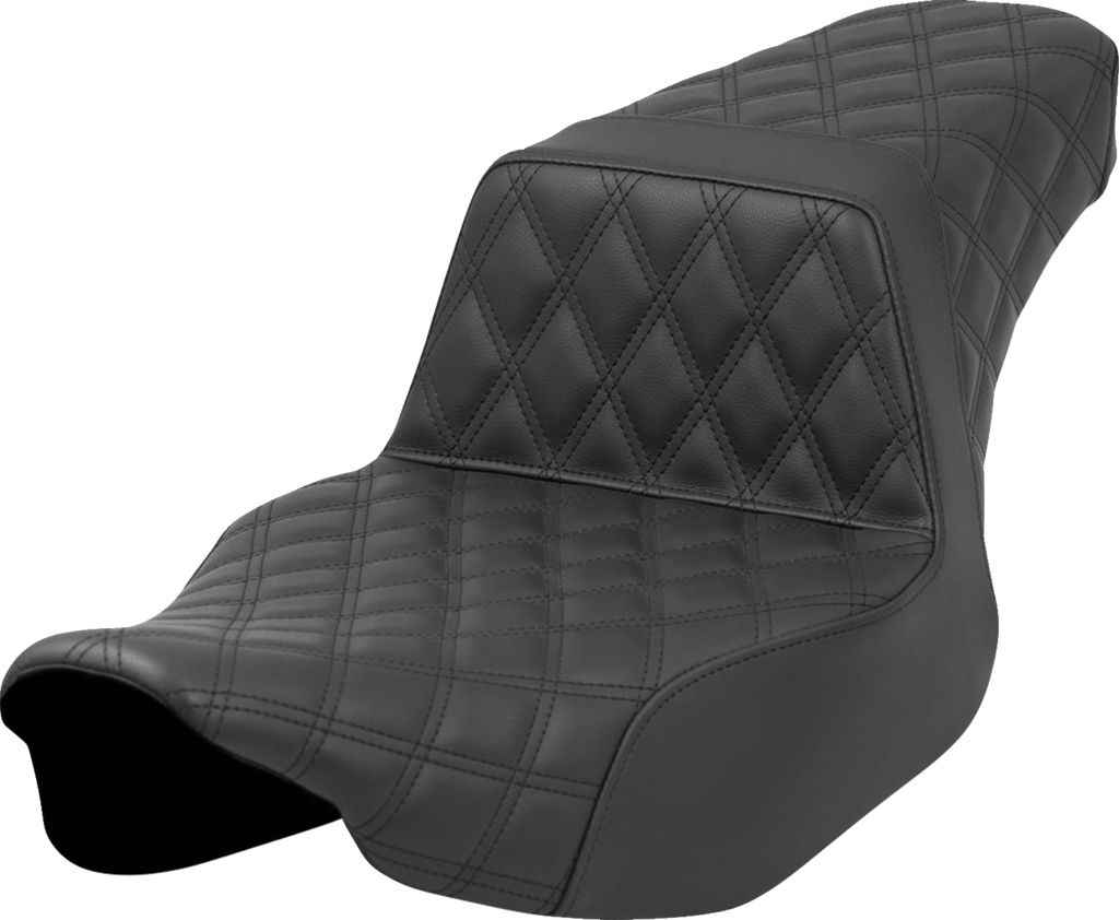 SADDLEMEN Step-Up Seat - Front/Rear Lattice Stitch - Black - FL '23-'24 823-07-175 — image 1