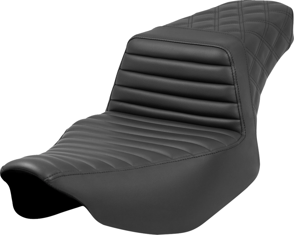 SADDLEMEN Step-Up Seat - Front Tuck-n'-Roll/Rear Lattice Stitch - Black - FL '23-'24 823-07-176 — image 1