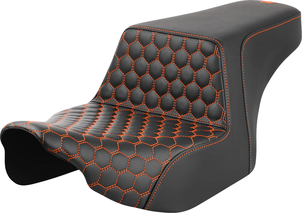 SADDLEMEN Step-Up Seat - Front Honeycomb - Orange Stitching - FL '23-'24 823-07-17703 — image 1