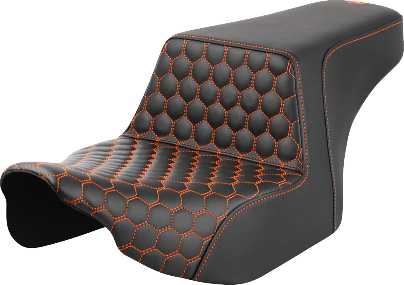 SADDLEMEN Step-Up Seat - Front Honeycomb - Orange Stitching - FL '23-'24 823-07-17703 — image 1