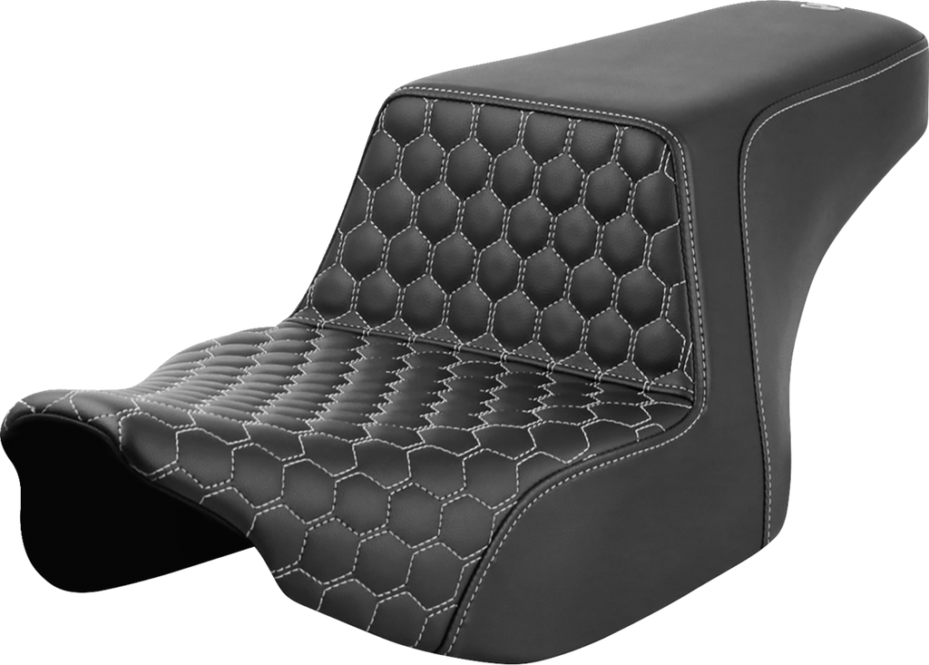 SADDLEMEN Step-Up Seat - Front Honeycomb - Silver Stitching - FL '23-'24 823-07-17705 — image 1