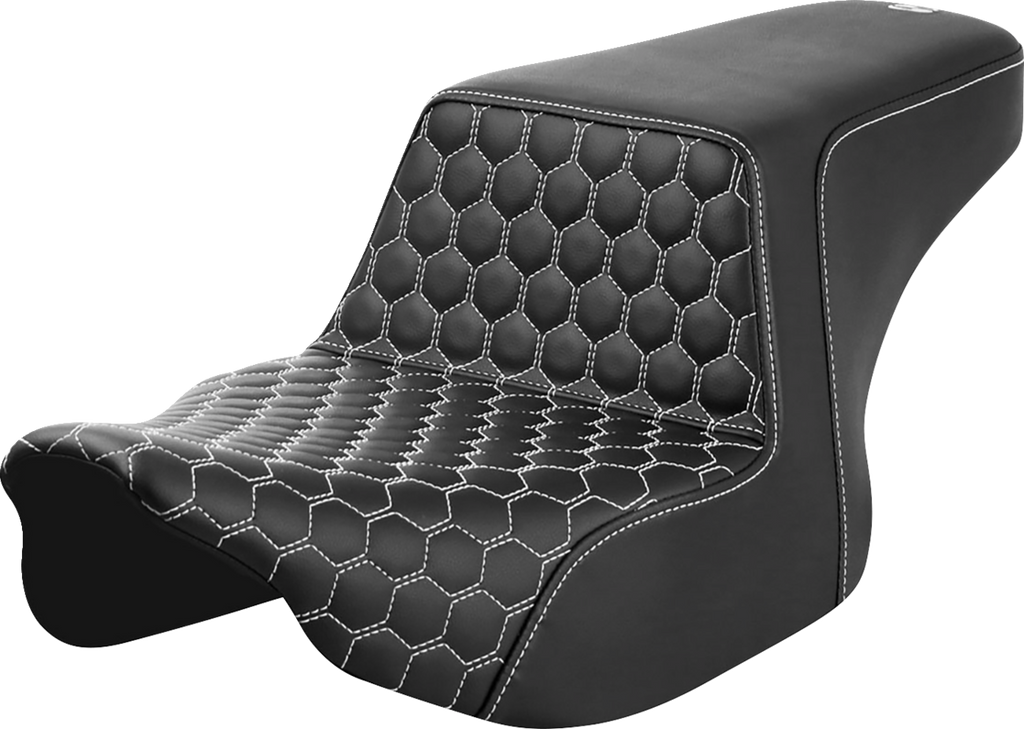 SADDLEMEN Step-Up Seat - Front Honeycomb - White Stitching - FL '23-'24 823-07-17706 — image 1