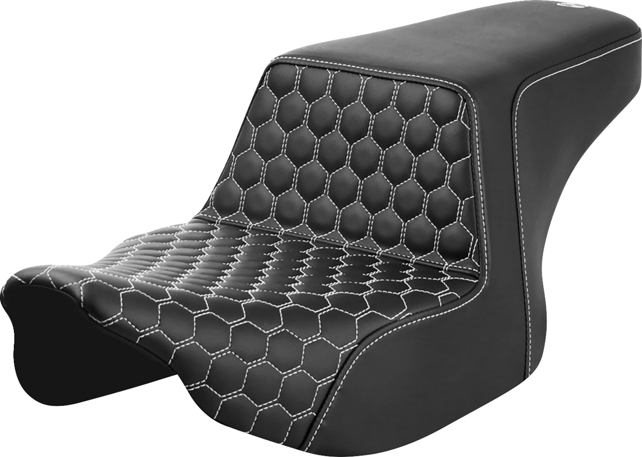 SADDLEMEN Step-Up Seat - Front Honeycomb - White Stitching - FL '23-'24 823-07-17706 — image 1