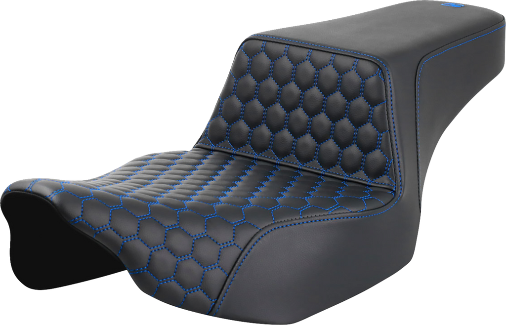 SADDLEMEN Step-Up Seat - Extended Reach - Front Honeycomb - Blue Stitch - FL '23-'24 823-07-17801 — image 1