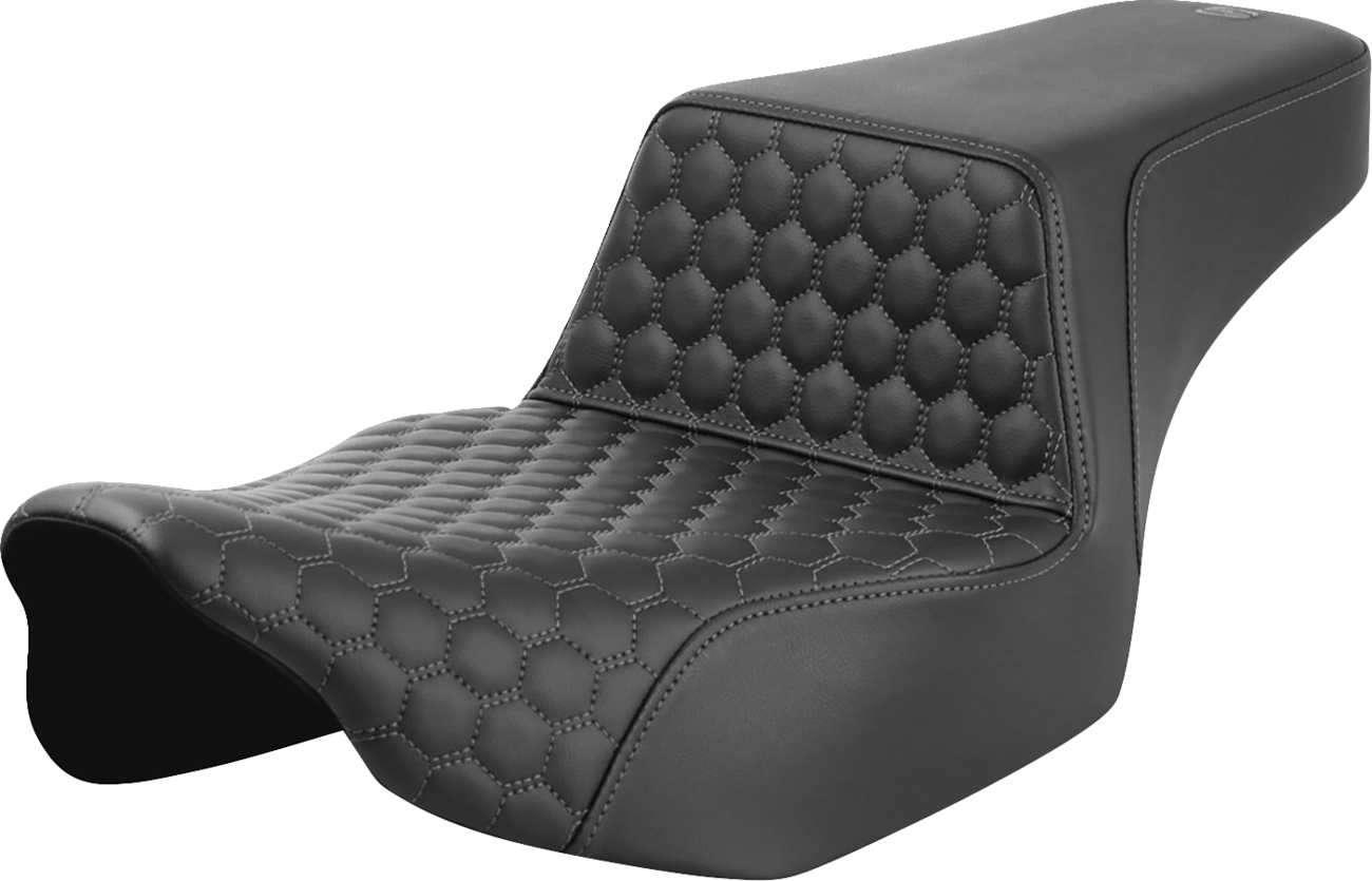 SADDLEMEN Step-Up Seat - Extended Reach - Front Honeycomb - Gray Stitch - FL '23-'24 823-07-17802 — image 1