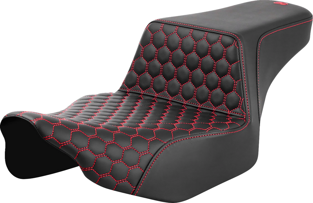 SADDLEMEN Step-Up Seat - Extended Reach - Front Honeycomb - Red Stitch - FL '23-'24 823-07-17804 — image 1