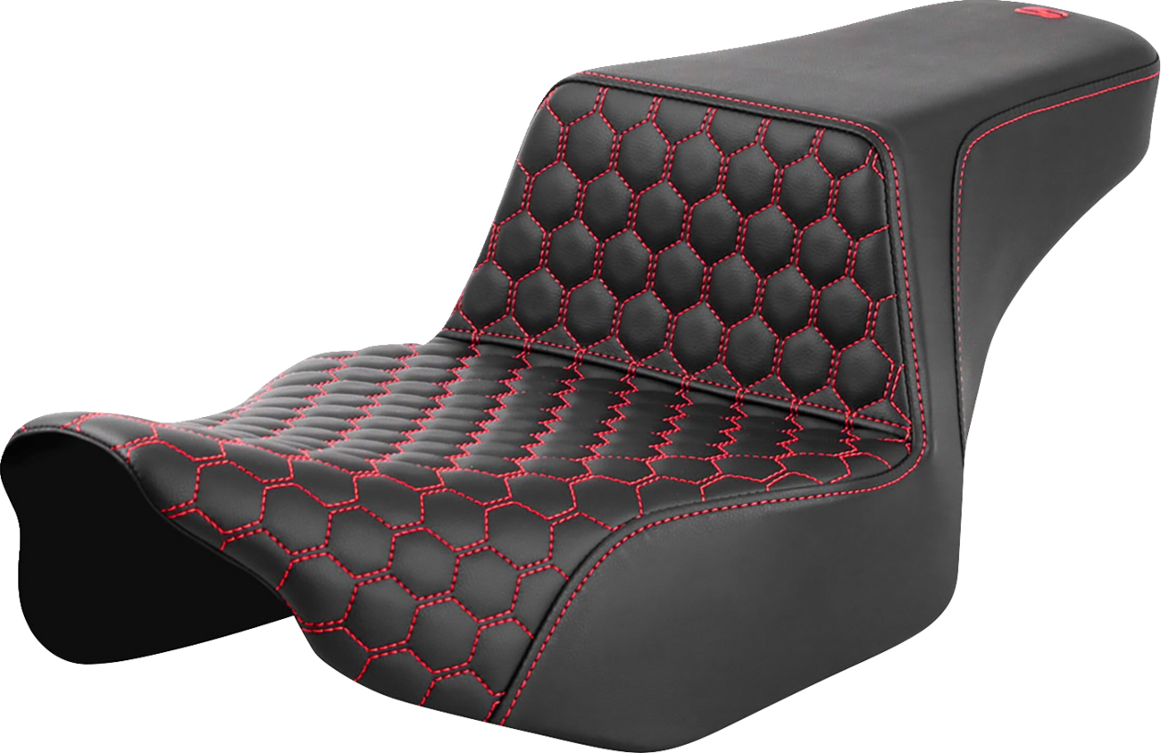 SADDLEMEN Step-Up Seat - Extended Reach - Front Honeycomb - Red Stitch - FL '23-'24 823-07-17804 — image 1