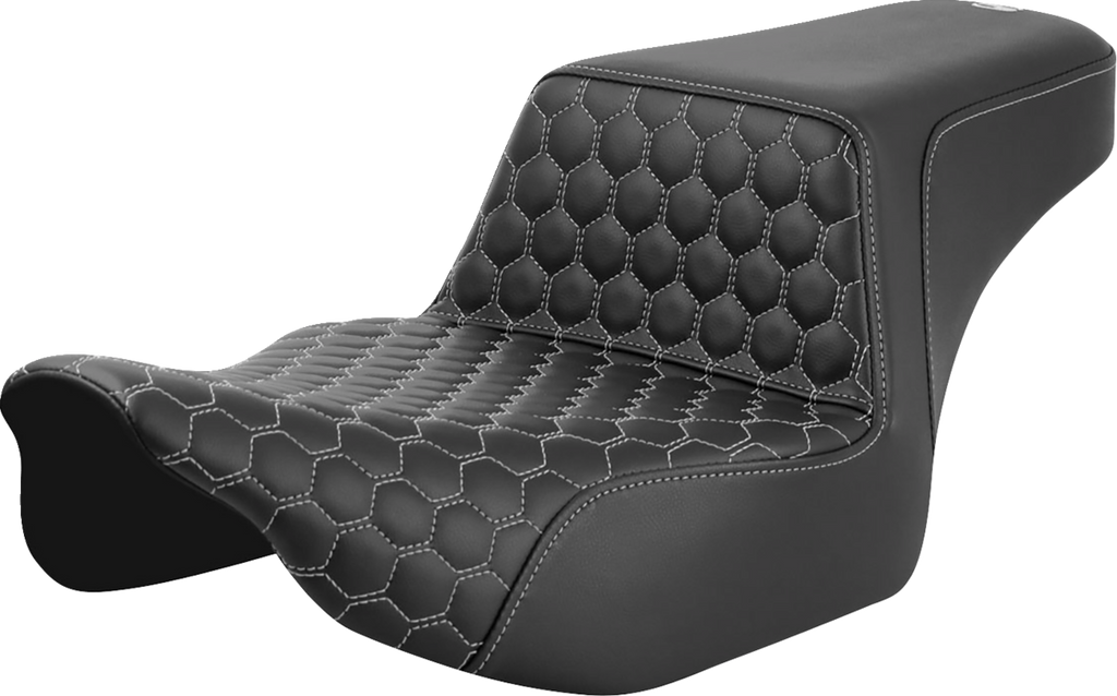 SADDLEMEN Step-Up Seat - Extended Reach - Front Honeycomb - Silver Stitch - FL '23-'24 823-07-17805 — image 1
