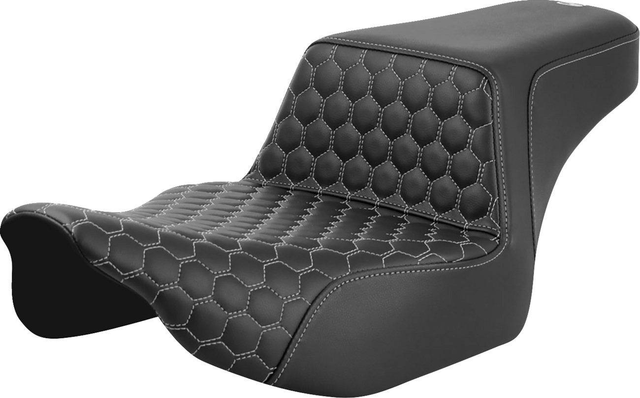 SADDLEMEN Step-Up Seat - Extended Reach - Front Honeycomb - Silver Stitch - FL '23-'24 823-07-17805 — image 1